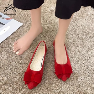 Chaussures plates pour femmes grande taille, style <span class=keywords><strong>ballerines</strong></span> à bout pointu, à enfiler, avec nœud, pour la <span class=keywords><strong>marche</strong></span> - Product Image 3
