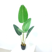 Bananes artificielles en plastique de haute qualité, 105 cm, 5 feuilles vertes, décoration intérieure pour sol/table, durables et écologiques