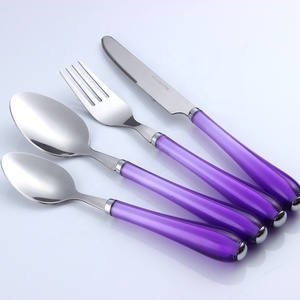 Jieyang bán buôn thép không gỉ Flatware ngã ba dao và muỗng thiết lập dao kéo với nhựa xử lý - Product Image 3