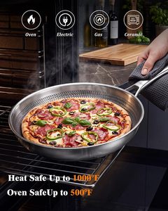 Juego de Utensilios de Cocina de Titanio de 8 Piezas con Tapa, Sartenes Antiadherentes con Acabado Martillado, Libres de PFAS/PFOA/PTFE, Aptos para Lavavajillas y Horno, Compatibles con Inducción - Product Image 5