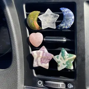 20mm Carved Mushroom Statue Natural Gemstone Healing Crystal Quartz Stone Car Vent Clips For New Driver Gift
