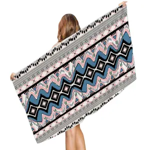 Adult Children's Microfiber Geometric Style Beach Bath Towel Printed Beach Swimming Towel