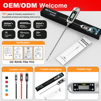 Termometer BBQ Anti Debu dan Anti Cipratan, Termometer Daging Digital dengan Bodi dan Probe yang Dapat Dicuci untuk Memasak di Luar Ruangan, Grill, Smoker, dan Dapur