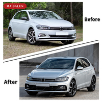 Neues Karosserie-Kit im GTI-Stil aus Schwarzem Kunststoff für Volkswagen Polo 2019 Facelift mit Frontstoßstange, Seitenschwellern und Diffusor-Upgrade
