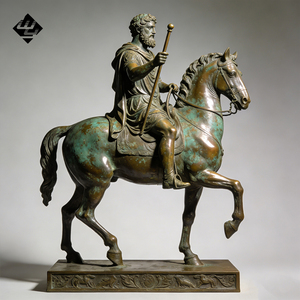 Sculpture antique grandeur nature en bronze d'un <span class=keywords><strong>chevalier</strong></span> romain, statue de cavalier en cuivre coulé artisanal pour cour de villa - Product Image 3
