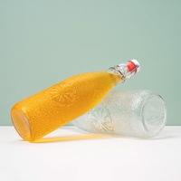 Vente en gros Bouteille en verre à couvercle oscillant 500 ml 1000ml Bouteilles d'eau pour boisson, bière et vin avec couvercle rabattable