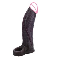 ORALSX 8 pouces, extenseur de pénis vibrant, agrandisseur de pénis, retardateur d'éjaculation, préservatif réutilisable, manchon de pénis noir pour couples, jouets sexuels