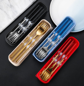 Portable Stainless Steel Cutlery Set Spoon Fork Chopsticks <b>Flatware</b> for Travel Camping Dinnerware Utensil with Box - Product Image 3