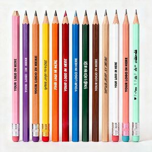 Lápiz de Grafito Promocional para Escuelas de Negocios con Logotipo Impreso y Borrador, Lápices Lisos, Regalos Promocionales Personalizados - Product Image 1