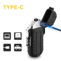 Elektrischer Zigarren-Taschenfeuerzeug Wasserdicht Flammenlos Dual-Arc-Beam Plasma Wiederaufladbar Windbeständig Metall Logo USB-Feuerzeug