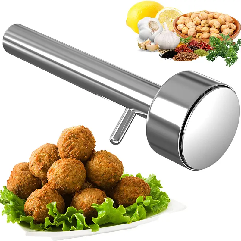 Hete Verkopende Professionele Roestvrijstalen Falafelmaker Gehaktbalgereedschap Push-Pull Falafel Schepje Maker Mal