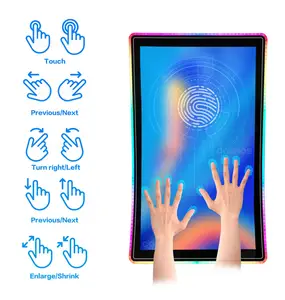 Customized 21.5" 27" 32" 43" IPS Screen RGB LED Framed Gaming Curved LCD Touch Monitor With Projected Capacitive Touch Screen
