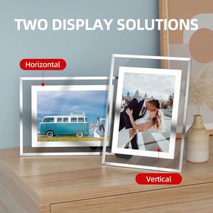 Colorful Medium Customized Logo Crystal Glass Gold Photo <b>Frame</b> 4X6 5X7 8X10 Stainless Steel Home Decoration Tabletop Display - Product Image 3