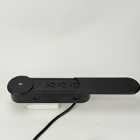 Prise de bureau avec chargeur sans fil 15W, couvercle coulissant, hub d'alimentation USB A C PD 20W, port de charge rapide, multiprise encastrée pour la maison et le bureau