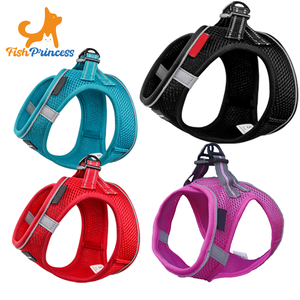Fishprincess調整可能犬用ハーネスベストウォーキング反射紫ファッションシンプルメッシュ生地ペットハーネスセット - Product Image 5