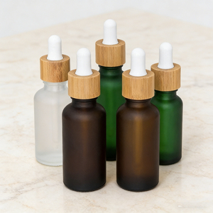 12 Pack Clear Frosted Boston Round Essential Oils Aromatherapy Glass Bottles Jar With Black Bamboo Eye Dropper Cap 1oz - View #5