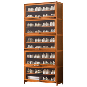 Zapatero de madera con puertas de vidrio, almacenamiento a prueba de polvo para uso en interiores, pasillo, entrada, balcón, escalera - Product Image 5