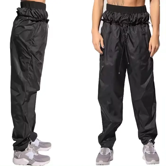 अनुकूलित स्ट्रीट कपड़े डबल कमर चौड़े पैर कैज़ुअल नायलॉन पुरुषों के स्पोर्ट्स पैंट