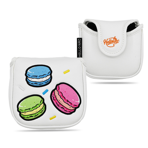 Housse de tête de club de golf en cuir blanc de qualité supérieure avec logo personnalisé et aimant carré pour putter mallet - Product Image 1