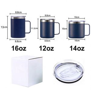 แก้วกาแฟสแตนเลสขนาด 12 ออนซ์ พร้อมหูจับ แก้วน้ำเก็บความร้อนสองชั้น ฝาปิดแน่น สำหรับใช้ในยิม เดินทาง หรือใส่เครื่องดื่ม - Product Image 6