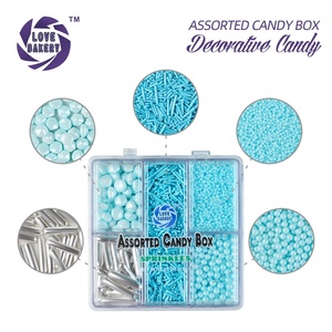 Love Bakery Blue Assorted Candy Box 2mm Nonpareils Press Jimmies HALAL Certified granelli decorazioni per torta in forma solida - Product Image 2