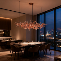 Lustre LED en acier inoxydable de 150 cm, style français, pour restaurant et bar, avec longues lignes dorées, grande lampe décorative pour la maison