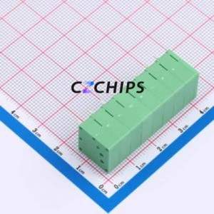 MX205R-5.0-08P-GN01-Cu-A Spring Terminal Block Through hole Component (THT),P=5mm Connector 1x8P 5mm Green Right Angle Insert - Product Image 2