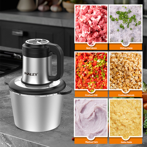 Robot culinaire automatique compact HALEY, hachoir à viande électrique, hachoir à légumes, <span class=keywords><strong>moteur</strong></span> en cuivre 1200W, acier inoxydable 5L - Product Image 3