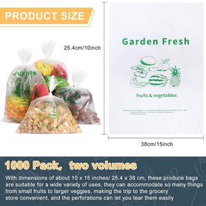 Clear PE Plastic Produce <b>Bags</b> Roll 1000 <b>Small</b> <b>Bags</b> for Fruits Vegetables Bread Storage Kitchen Food Storage Roll Packaging - Product Image 6