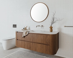 Mobile <span class=keywords><strong>Bagno</strong></span> Sospeso di Alta Qualità in Legno con Top in MDF e Melaminico, Design Moderno - Product Image 2