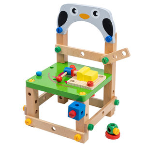 Elisyia Outils multifonctionnels en forme de pingouin <span class=keywords><strong>Chaise</strong></span> en bois de hêtre Kit de <span class=keywords><strong>bricolage</strong></span> <span class=keywords><strong>Montessori</strong></span> coloré Jouets éducatifs pour enfants de 0 à 6 ans Unisexe - Product Image 1