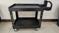 Carro de Plataforma Industrial de Plástico Resistente con Cuatro Ruedas y Carretilla Manual para Almacenamiento y Organización de Herramientas en Almacenes