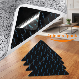Lot de 4 autocollants antidérapants réutilisables et lavables pour tapis, patchs anti-bouclage, fixations pour tapis de sol, bande adhésive, patins d'angle - Product Image 2
