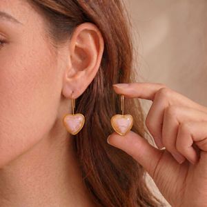 Wholesale Multi Color <b>Heart</b> Stud Earrings 304 Stainless Steel Korean <b>Sweet</b> Minimal Dainty All-match 14k Gold Plated Earrings - Product Image 2
