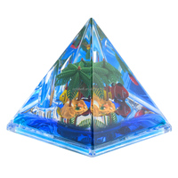 Presse-papiers et support de stylo en acrylique en forme de pyramide, avec effet de neige liquide, d'eau, d'huile, de bulles, de liqueur et de paillettes