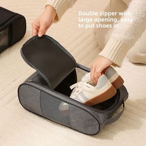 Sac de voyage multifonctionnel portable en maille respirante pour chaussures de sport, avec fermeture éclair, anti-poussière, anti-salissures, écologique - Product Image 4