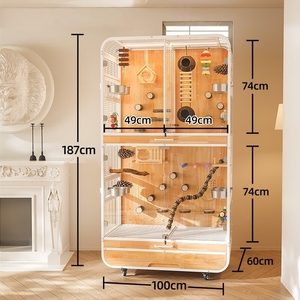 Elegante Vogel Print Patroon Villa Duurzaam Metalen Gaas En Hardhout Voor Woonkamer Inrichting - Product Image 4