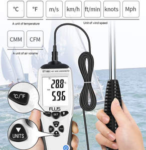 Multi-função portátil medidor de velocidade do vento Digital anemômetro 55mm Dual <span class=keywords><strong>Lcd</strong></span> Display air Volume Meter - Product Image 3