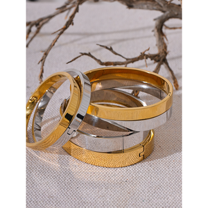 JINYOU 2818 Hoogwaardig RVS Ronde Brede Armband Bangel Mode Textuur Goud Zilver Kleur Waterdicht Charm Sieraden - Product Image 4