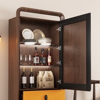 Meuble de rangement moderne de type nouveau, en bois de noyer, comptoir de bar à vin avec table pliante