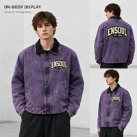 Vestes d'hiver pour hommes en toile, style vintage délavé à l'acide, col rabattu, broderie, logo lettres, poches, streetwear, marque premium, OEM ODM