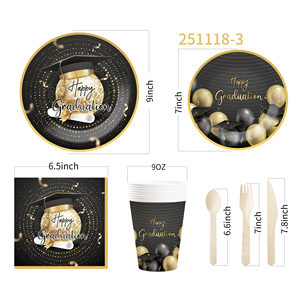 Platos, Vasos y Servilletas con Temática de Graduación DAMAI, Platos de Papel Desechables para Graduación, Artículos de Fiesta, Decoraciones, para 8 Personas - Product Image 5