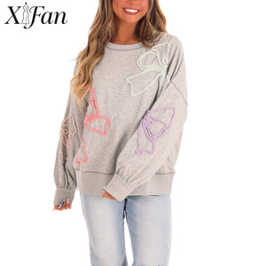 Suéter de Punto Bordado para Mujer, 100% Algodón, de Alta Calidad, Personalizado de Fábrica, Estilo Casual, Talla Grande, para Invierno - Product Image 4