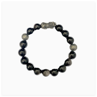 Bracelet en obsidienne fait main à la mode, motif queue de renard, porte-bonheur avec pièces de monnaie chinoises anciennes traditionnelles, unisexe