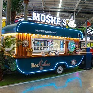 Customized Fiberglass Aluminum Mobile Kitchen Coffee Cart Food Truck Ice Cream Insulated Compartments Candy Chips Service Rust - Product Image 6