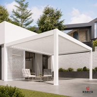 Pergola bioclimatique motorisée en aluminium et verre trempé MEIXIN ORLANDO, pour jardin d'hôtel de luxe moderne, terrasse extérieure.