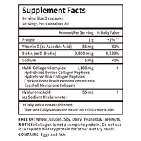 Acentialabs 240 capsules de peptides de collagène complexe hydrolysés, suppléments avec biotine pour femmes et hommes