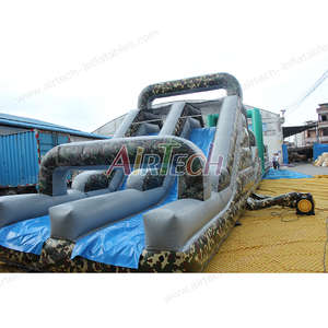 Parcours d'obstacles militaire extérieur, équipement de parcours d'obstacles Ninja Warrior, saut pour enfants, parcours d'obstacles gonflable camouflage pour camp de base - Product Image 2