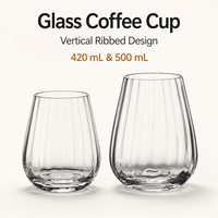 Verre à café côtelé vertical OEM ODM, verre à café glacé 420 mL 500 mL, verrerie de café