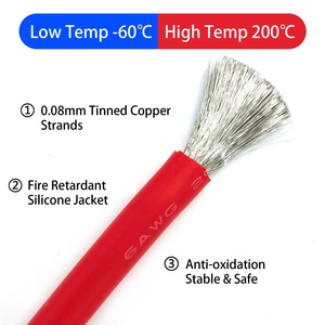 4AWG 6AWG 8AWG Örgülü Ultra Esnek Kauçuk Silikon Kablo 600V 200°C Isıya Dayanıklı Elektrik Telleri Havai Hattlar - Product Image 2